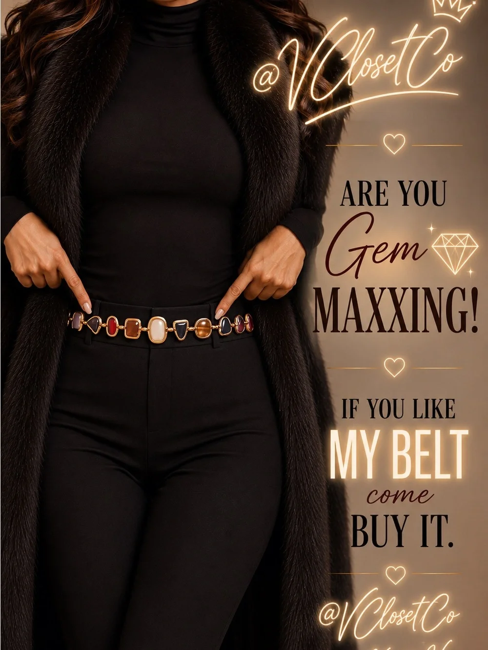 Are you Gem 💎 Maxxing? Closet Multicolor Gemstone Chain Belt with Gold Links 🔗